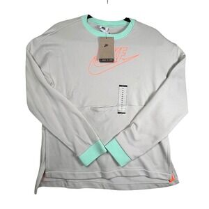 Nike FlyEase Youth XL Sweatshirt Light Iron Ore Mint Total Orange DM8539-072 NEW